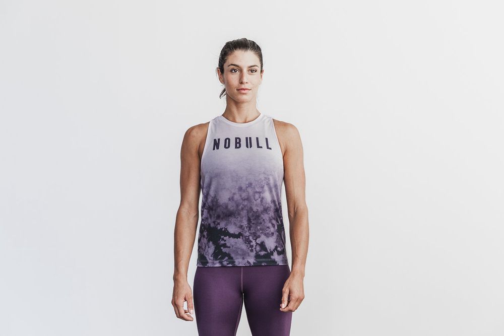 NOBULL Women's High-Neck Tank Tops - Wisteria & Plum Dip-Dye - Ireland (8705LYGQE)